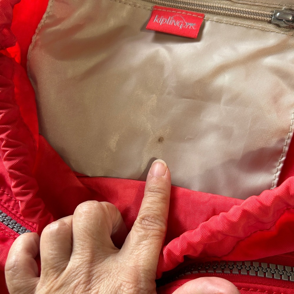 Kipling Drawstring Backpack Bag Monkey Charm Pink… - image 7